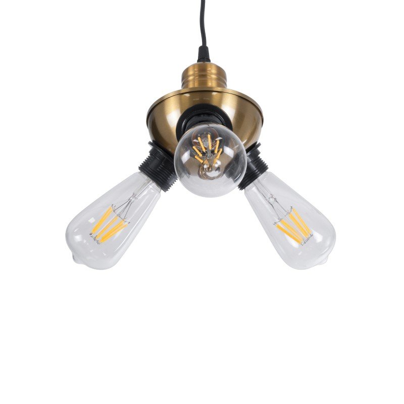 GLOBOSTAR® COPPER 01076 Vintage Κρεμαστό Φωτιστικό Οροφής με Ντουί 3 x E27 AC 220-240V IP20 - Χρυσό & Μαύρο - Μ14 x Π14 x Υ13cm