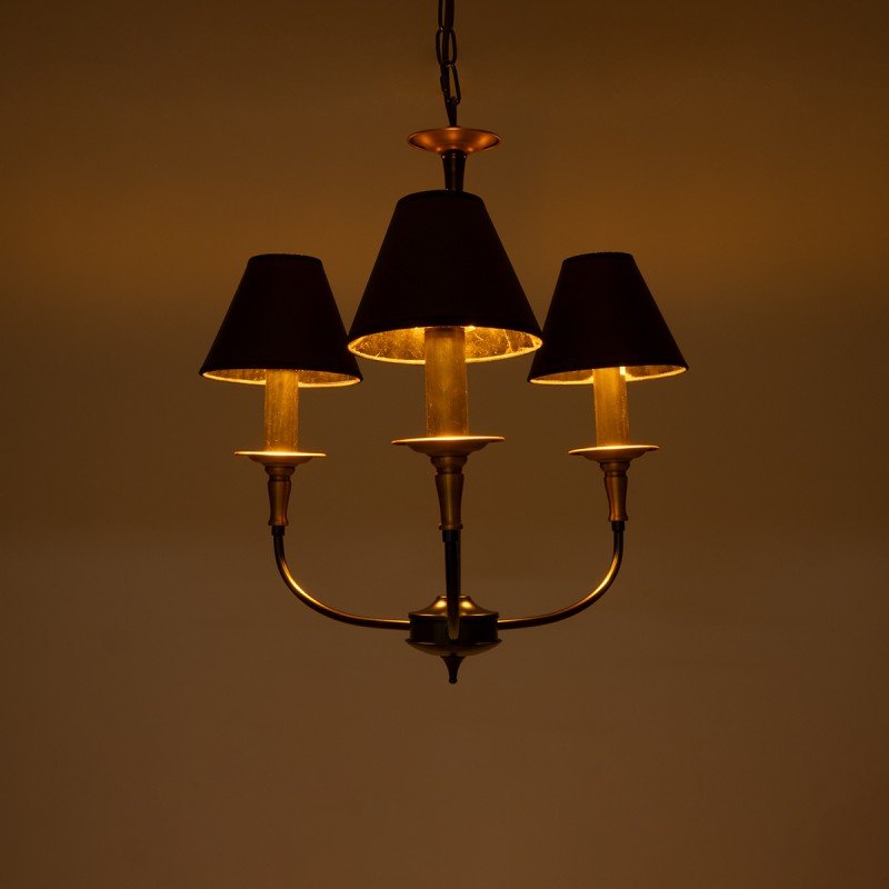 GLOBOSTAR® LIMI 01091 Vintage Κρεμαστό Φωτιστικό Οροφής με Ντουί 3 x E14 AC 220-240V IP20 - Μαύρο & Χρυσό - Μ55 x Π55 x Υ55cm