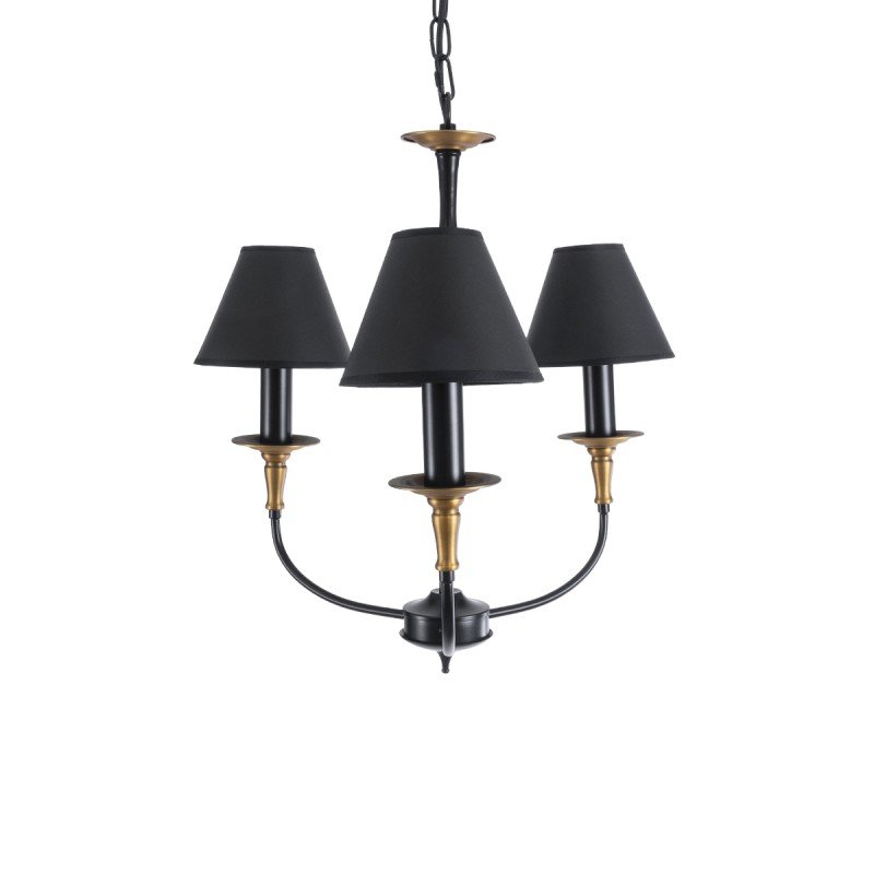 GLOBOSTAR® LIMI 01091 Vintage Κρεμαστό Φωτιστικό Οροφής με Ντουί 3 x E14 AC 220-240V IP20 - Μαύρο & Χρυσό - Μ55 x Π55 x Υ55cm