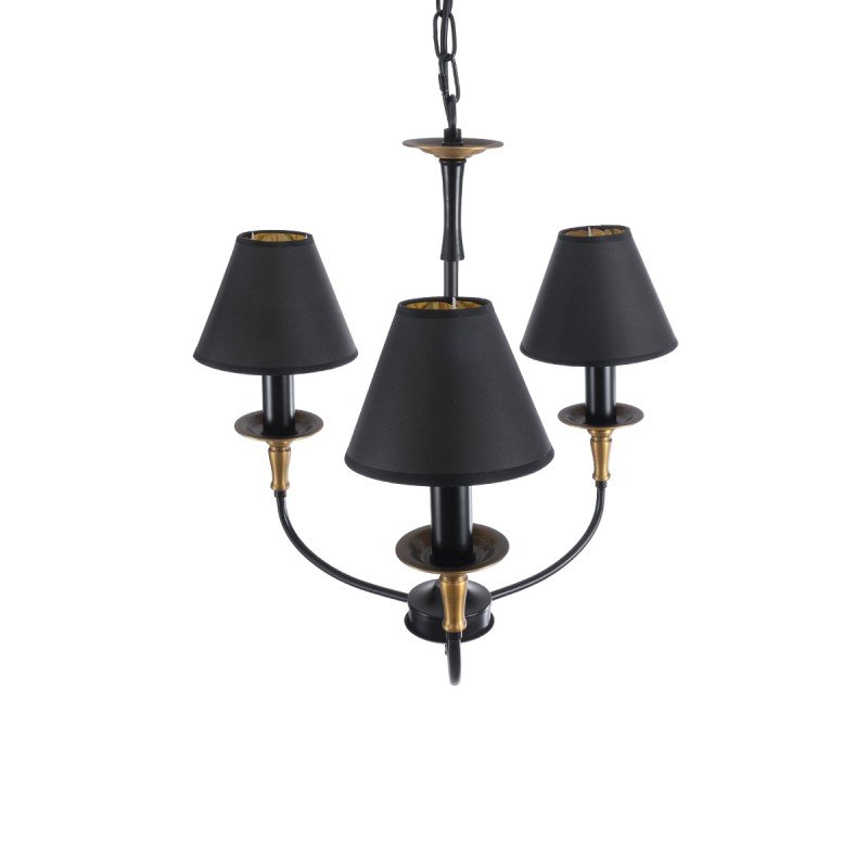 GLOBOSTAR® LIMI 01091 Vintage Κρεμαστό Φωτιστικό Οροφής με Ντουί 3 x E14 AC 220-240V IP20 - Μαύρο & Χρυσό - Μ55 x Π55 x Υ55cm