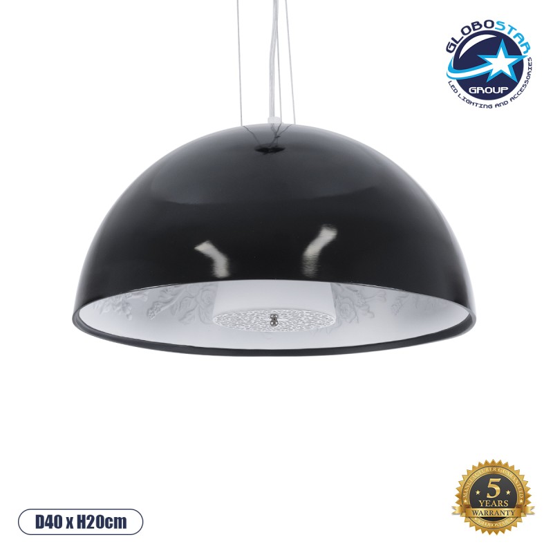 GLOBOSTAR® SERENIA 01151 Μοντέρνο Κρεμαστό Φωτιστικό Οροφής με Ντουί 1 x E27 AC 220-240V IP20 - Μαύρο & Λευκό - Μ40 x Π40 x Υ20cm