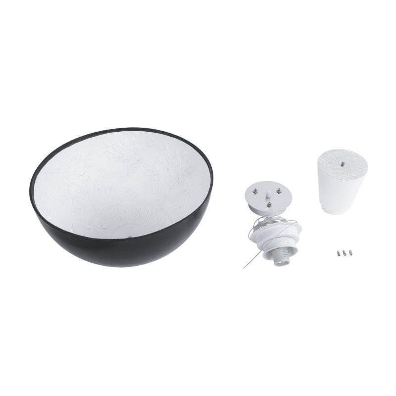 GLOBOSTAR® SERENIA 01151 Μοντέρνο Κρεμαστό Φωτιστικό Οροφής με Ντουί 1 x E27 AC 220-240V IP20 - Μαύρο & Λευκό - Μ40 x Π40 x Υ20cm