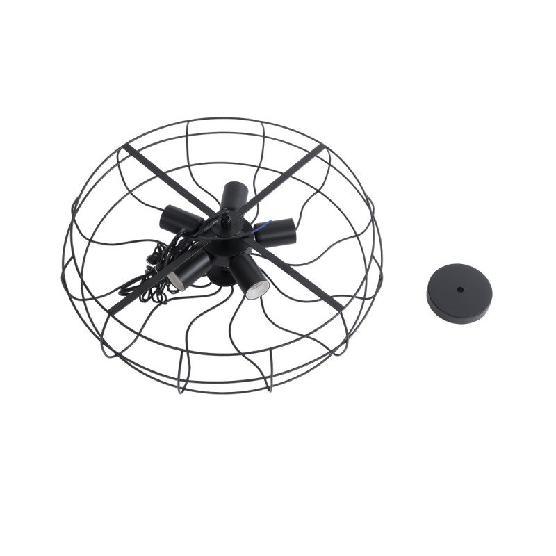 GLOBOSTAR® HELIX 01164 Vintage Κρεμαστό Φωτιστικό Οροφής με Ντουί 5 x E27 AC 220-240V IP20 - Μαύρο - Μ46 x Π46 x Υ13cm