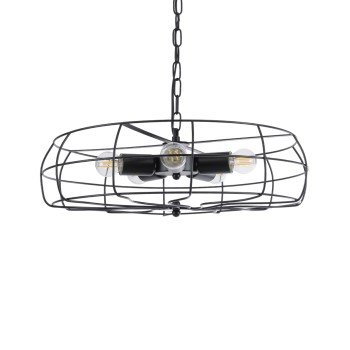 GLOBOSTAR® HELIX 01164 Vintage Κρεμαστό Φωτιστικό Οροφής με Ντουί 5 x E27 AC 220-240V IP20 - Μαύρο - Μ46 x Π46 x Υ13cm
