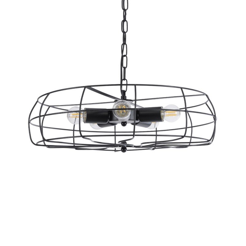 GLOBOSTAR® HELIX 01164 Vintage Κρεμαστό Φωτιστικό Οροφής με Ντουί 5 x E27 AC 220-240V IP20 - Μαύρο - Μ46 x Π46 x Υ13cm