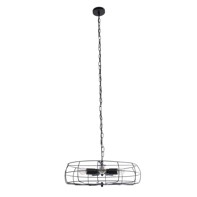 GLOBOSTAR® HELIX 01164 Vintage Κρεμαστό Φωτιστικό Οροφής με Ντουί 5 x E27 AC 220-240V IP20 - Μαύρο - Μ46 x Π46 x Υ13cm