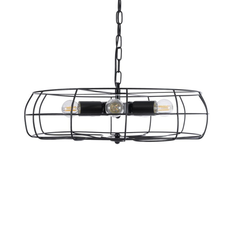 GLOBOSTAR® HELIX 01164 Vintage Κρεμαστό Φωτιστικό Οροφής με Ντουί 5 x E27 AC 220-240V IP20 - Μαύρο - Μ46 x Π46 x Υ13cm