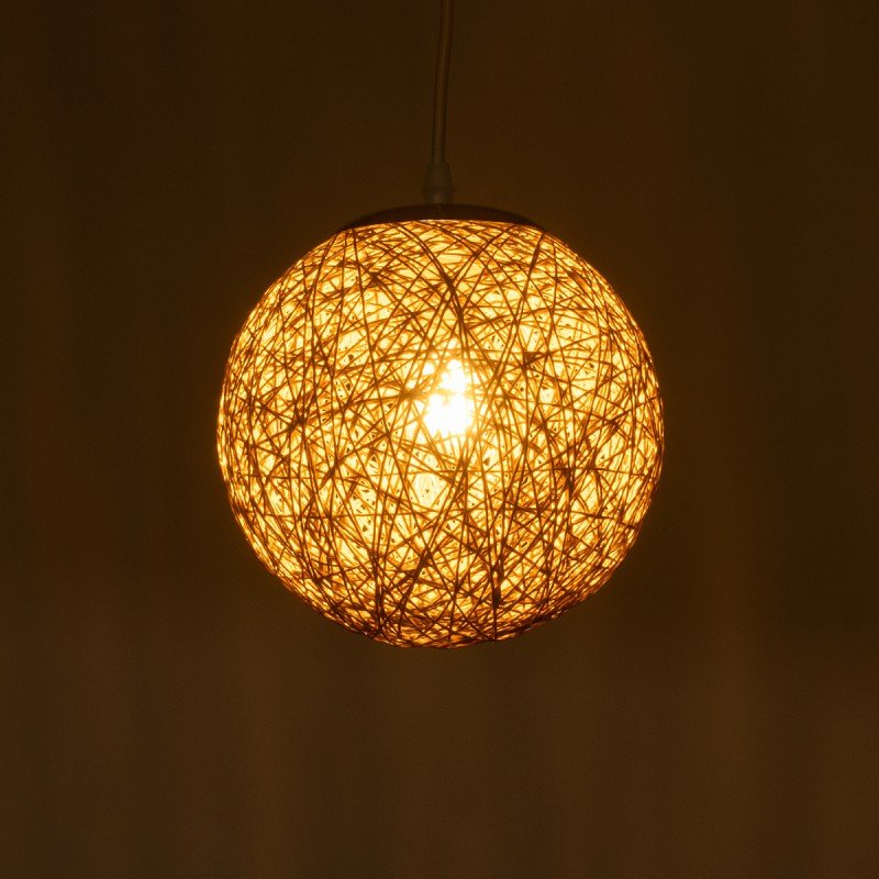 GLOBOSTAR® OCEANA 01200 Boho Κρεμαστό Φωτιστικό Οροφής με Ντουί 1 x E27 AC 220-240V IP20 - Μπεζ - Μ20 x Π20 x Υ20cm
