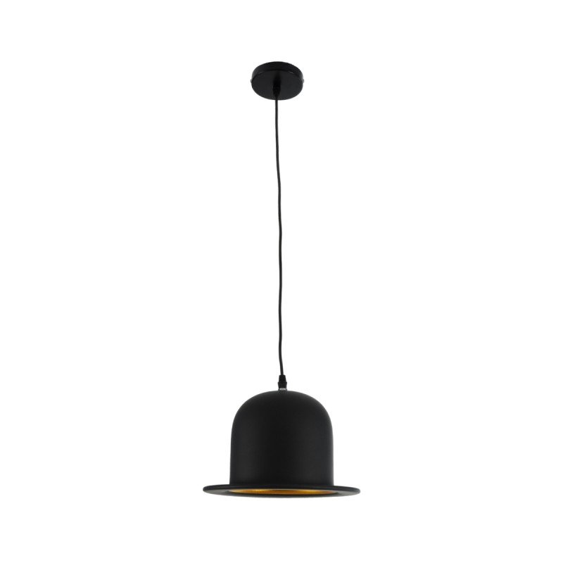 GLOBOSTAR® CHARLO 01214 Vintage Κρεμαστό Φωτιστικό Οροφής με Ντουί 1 x E27 AC 220-240V IP20 - Μαύρο & Χρυσό - Μ26 x Π26 x Υ16cm