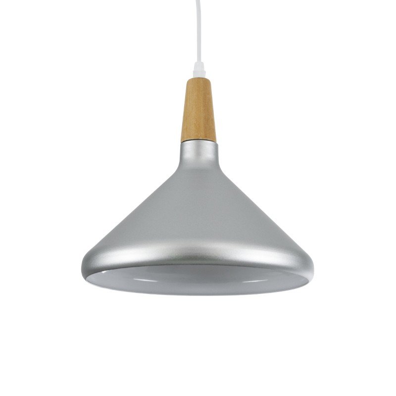 GLOBOSTAR® FELICITA 01277 Μοντέρνο Κρεμαστό Φωτιστικό Οροφής με Ντουί 1 x E27 AC 220-240V IP20 - Ασημί & Μπεζ - Μ30 x Π30 x Υ25cm