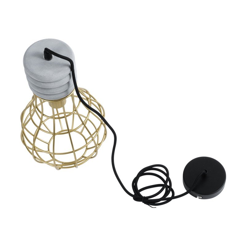 GLOBOSTAR® DURANT 01325 Μοντέρνο Κρεμαστό Φωτιστικό Οροφής με Ντουί 1 x E27 AC 220-240V IP20 - Γκρι & Χρυσό - Μ20 x Π20 x Υ35cm
