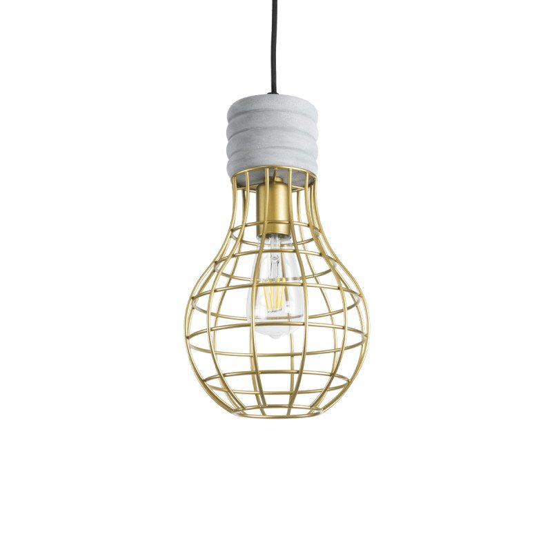 GLOBOSTAR® DURANT 01325 Μοντέρνο Κρεμαστό Φωτιστικό Οροφής με Ντουί 1 x E27 AC 220-240V IP20 - Γκρι & Χρυσό - Μ20 x Π20 x Υ35cm
