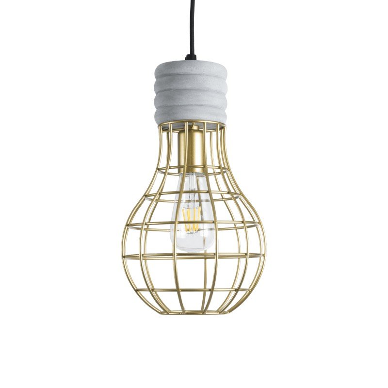 GLOBOSTAR® DURANT 01325 Μοντέρνο Κρεμαστό Φωτιστικό Οροφής με Ντουί 1 x E27 AC 220-240V IP20 - Γκρι & Χρυσό - Μ20 x Π20 x Υ35cm