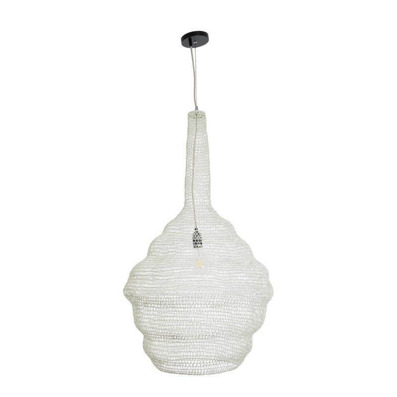 GLOBOSTAR® KENTUCKY 01883 Vintage Κρεμαστό Φωτιστικό Οροφής με Ντουί 1 x E27 AC 220-240V IP20 - Λευκό - Μ60 x Π60 x Υ90cm