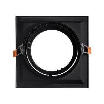 GLOBOSTAR® VITA 77853 Χωνευτή Κινούμενη Βάση για Σποτ AR111 για Ντουί GU10/GU5.3 IP20 - Μαύρο Ματ - Μ18 x Π18 x Υ4.5cm / Q17.5 x 17.5cm