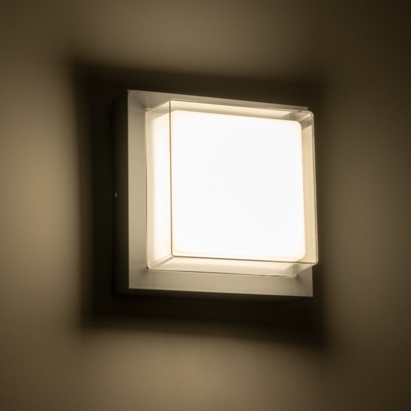 GLOBOSTAR® NEXUS 60768 Μοντέρνο Φωτιστικό Τοίχου - Απλίκα LED 10W 1050lm 120° AC 220-240V Αδιάβροχο IP65 Φυσικό Λευκό 4500K - Bridgelux SMD Chip - Γκρι - Μ17 x Π17 x Υ9cm - 3 Χρόνια Εγγύηση