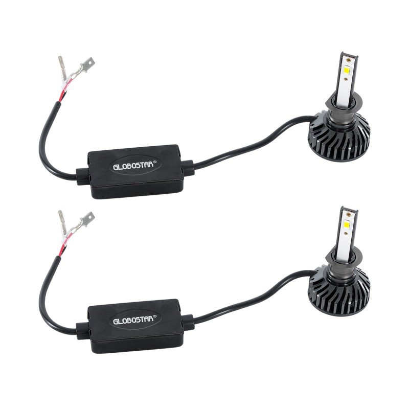 GLOBOSTAR® LEDKITF2 82020 Λάμπα H1 CANbus LED 30W/60W 3500lm/7000lm 360° DC 12-24V Αδιάβροχο IP65 Ψυχρό Λευκό 6000K - CREE COB Chip - Μ4 x Π4 x Υ7cm - Πακέτο 2 Τεμαχίων - 2 Χρόνια Εγγύηση