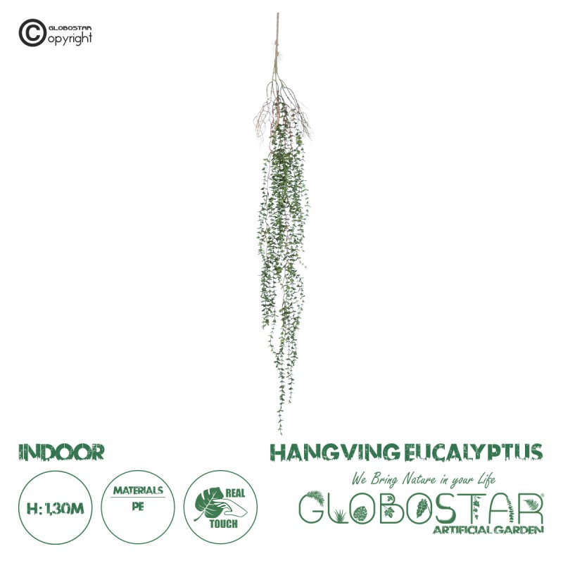 GloboStar® Artificial Garden EUCALYPTUS HANGING PLANT 20618 Τεχνητό Διακοσμητικό Κρεμαστό Φυτό Ευκάλυπτος Υ130cm