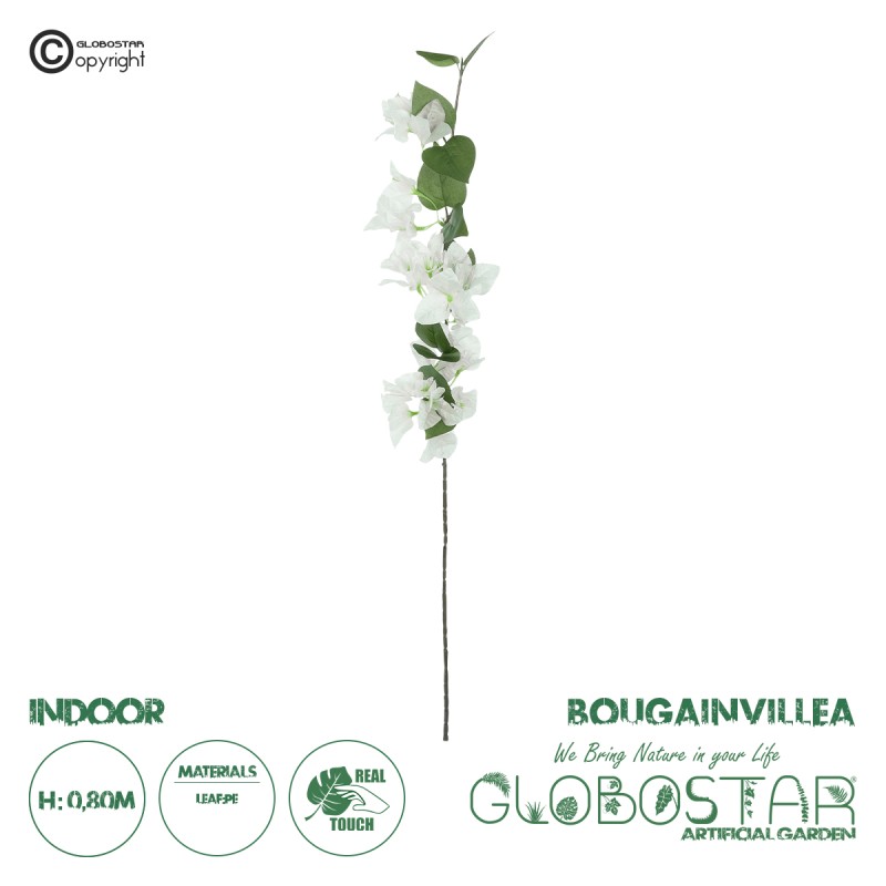 GloboStar® Artificial Garden BOUGAUVILLEA BRANCH 20657 Τεχνητό Διακοσμητικό Κλαδί Μπουκανβίλιας Λευκή Y80cm GloboStar® Artificial Garden BOUGAUVILLEA BRANCH 20657 Τεχνητό Διακοσμητικό Κλαδί Μπουκανβίλιας Λευκή Y80cm