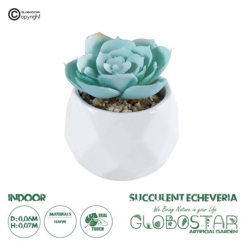 GloboStar® Artificial Garden SUCCULENT ECHEVERIA 20996 Διακοσμητικό Φυτό Παχύφυτο Εχεβέρια Υ7cm
