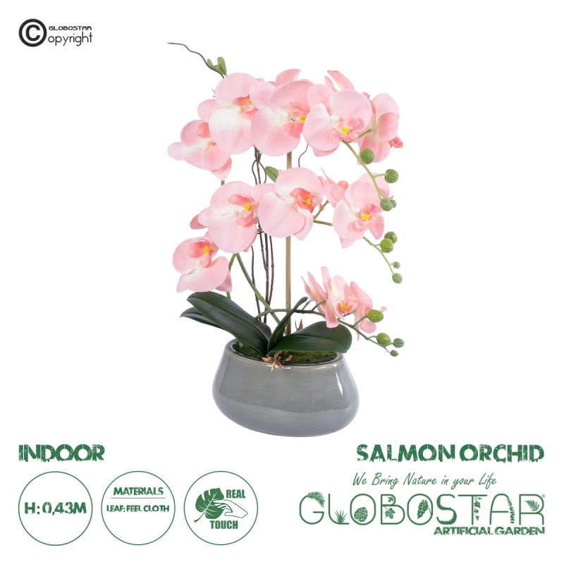 GloboStar® Artificial Garden SALMON PINK ORCHID 21122 Διακοσμητικό Φυτό Ροζ-Πορτοκαλί Ορχιδέα Υ43cm GloboStar® Artificial Garden SALMON PINK ORCHID 21122 Διακοσμητικό Φυτό Ροζ-Πορτοκαλί Ορχιδέα Υ43cm