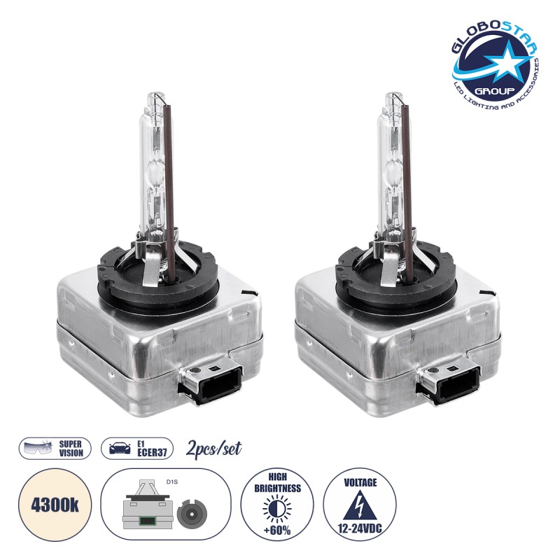 GloboStar® D1S 84022 Λάμπες Αυτοκινήτου HID Xenon Super Vision High Brightness +60% E1 ECER37 360° DC 12-24V IP68 Μ4 x Π5 x Υ8cm 4300K - Σετ 2 Τεμαχίων GloboStar® D1S 84022 Λάμπες Αυτοκινήτου HID Xenon Super Vision High Brightness +60% E1 ECER37 360° DC 12-24V IP68 Μ4 x Π5 x Υ8cm 4300K - Σετ 2 Τεμαχίων