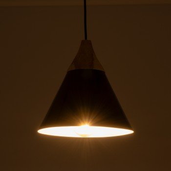 GLOBOSTAR® SHADE 00906 Μοντέρνο Κρεμαστό Φωτιστικό Οροφής με Ντουί 1 x E27 AC 220-240V IP20 - Μαύρο & Μπεζ - Μ23 x Π23 x Υ22cm