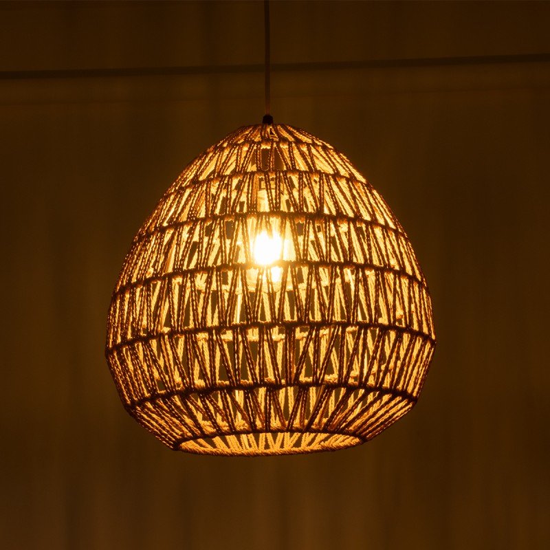 GLOBOSTAR® JJENSON 00911 Boho Κρεμαστό Φωτιστικό Οροφής με Ντουί 1 x E27 AC 220-240V IP20 - Μπεζ - Μ35 x Π35 x Υ35cm