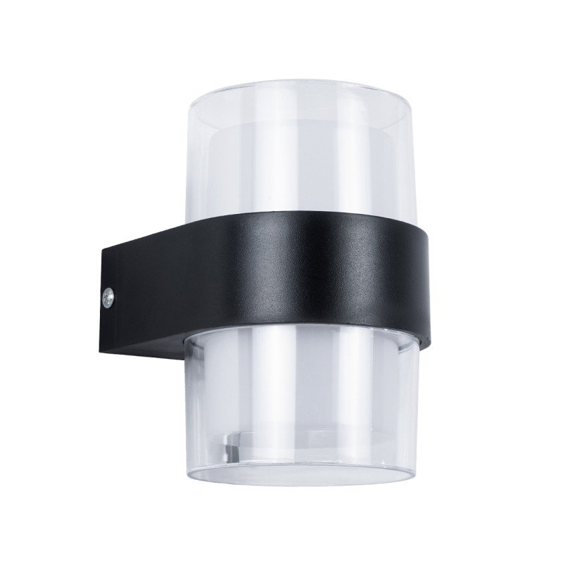 GLOBOSTAR® EMPIRE 60777 Μοντέρνο Φωτιστικό Τοίχου - Απλίκα LED 10W 1050lm 120° AC 220-240V Αδιάβροχο IP65 Θερμό Λευκό 2700K - Bridgelux SMD Chip & TÜV SÜD Driver - Διάφανο & Μαύρο Ματ - M10 x Π11 x Υ13.5cm - 3 Χρόνια Εγγύηση