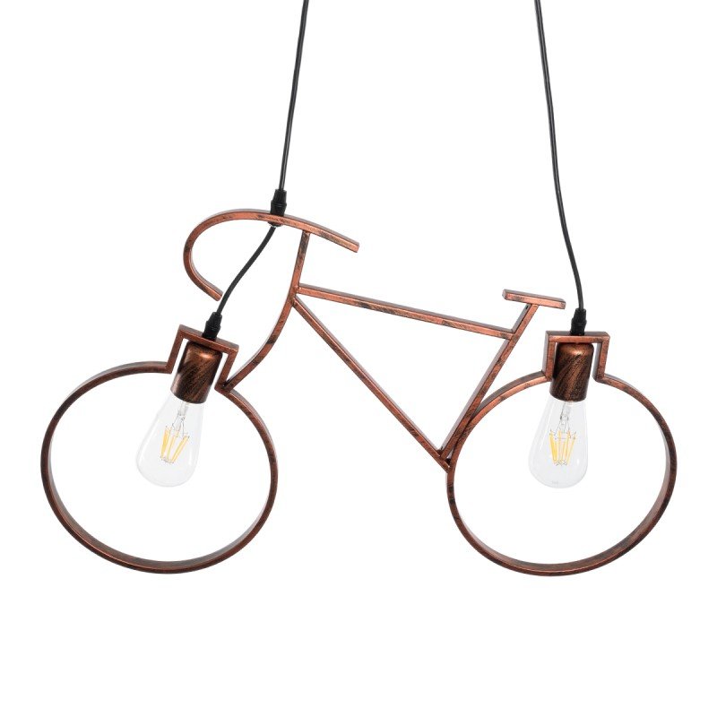 GLOBOSTAR® BIKE 00868 Vintage Κρεμαστό Φωτιστικό Οροφής με Ντουί 2 x E27 AC 220-240V IP20 - Χάλκινο - Μ67 x Π3.5 x Υ41cm