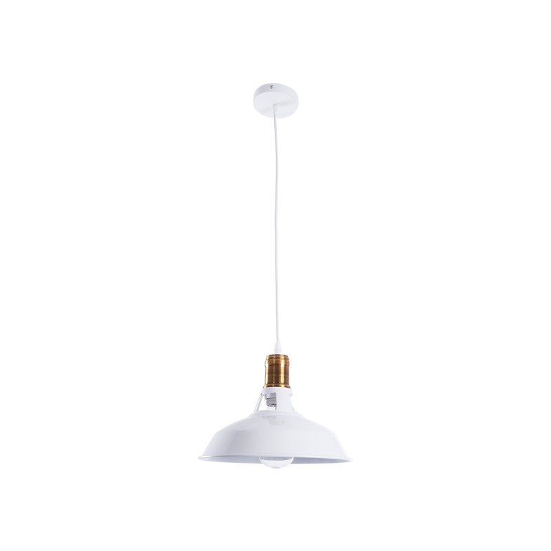 GLOBOSTAR® ANER 01072 Vintage Κρεμαστό Φωτιστικό Οροφής με Ντουί 1 x E27 AC 220-240V IP20 - Λευκό & Χρυσό - Μ27.5 x Π27.5 x Υ19cm
