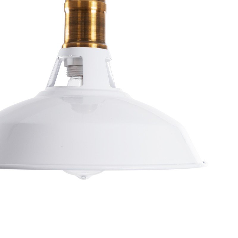 GLOBOSTAR® ANER 01072 Vintage Κρεμαστό Φωτιστικό Οροφής με Ντουί 1 x E27 AC 220-240V IP20 - Λευκό & Χρυσό - Μ27.5 x Π27.5 x Υ19cm