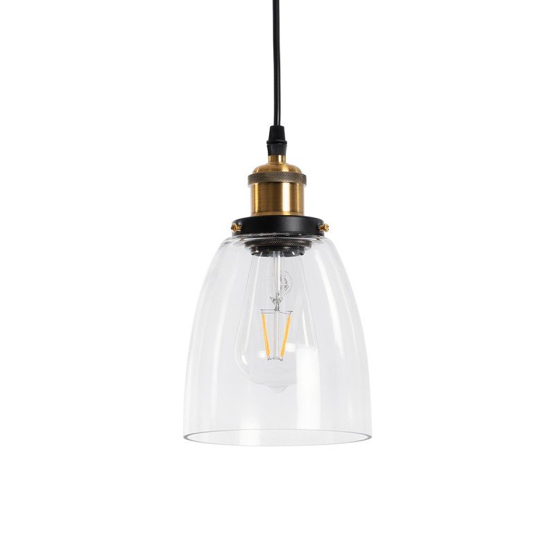 GLOBOSTAR® WICKHAM 01168 Vintage Κρεμαστό Φωτιστικό Οροφής με Ντουί 1 x E27 AC 220-240V IP20 - Χρυσό & Διάφανο - Μ14 x Π14 x Y23cm