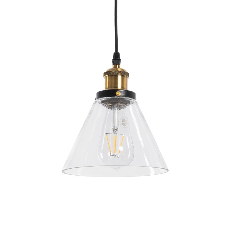 GLOBOSTAR® BINGLEY 01169 Vintage Κρεμαστό Φωτιστικό Οροφής με Ντουί 1 x E27 AC 220-240V IP20 - Διάφανο & Χρυσό - Μ18 x Π18 x Υ20cm