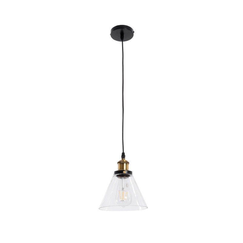 GLOBOSTAR® BINGLEY 01169 Vintage Κρεμαστό Φωτιστικό Οροφής με Ντουί 1 x E27 AC 220-240V IP20 - Διάφανο & Χρυσό - Μ18 x Π18 x Υ20cm