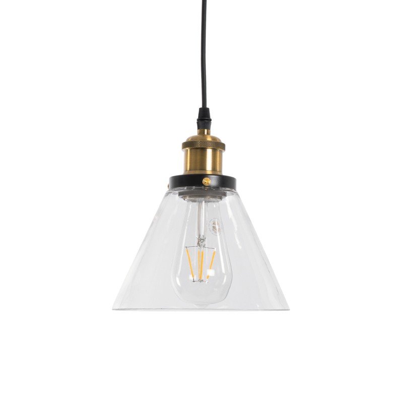 GLOBOSTAR® BINGLEY 01169 Vintage Κρεμαστό Φωτιστικό Οροφής με Ντουί 1 x E27 AC 220-240V IP20 - Διάφανο & Χρυσό - Μ18 x Π18 x Υ20cm
