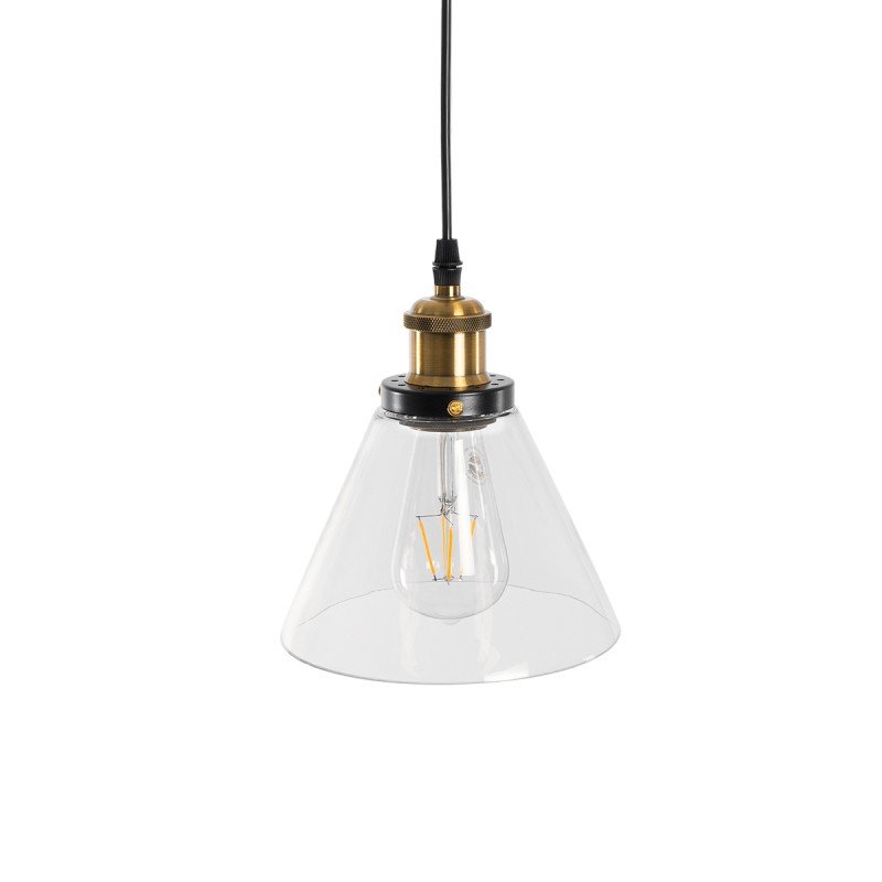 GLOBOSTAR® BINGLEY 01169 Vintage Κρεμαστό Φωτιστικό Οροφής με Ντουί 1 x E27 AC 220-240V IP20 - Διάφανο & Χρυσό - Μ18 x Π18 x Υ20cm