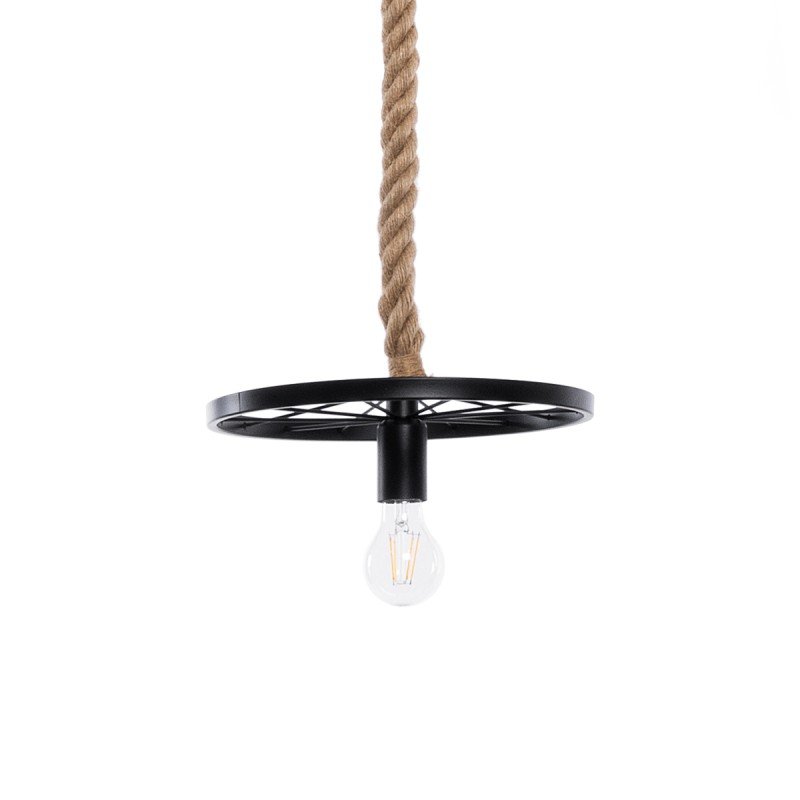 GLOBOSTAR® VELO 01185 Vintage Κρεμαστό Φωτιστικό Οροφής με Ντουί 1 x E27 AC 220-240V IP20 - Μαύρο & Μπεζ - Μ30 x Π30 x Υ12cm