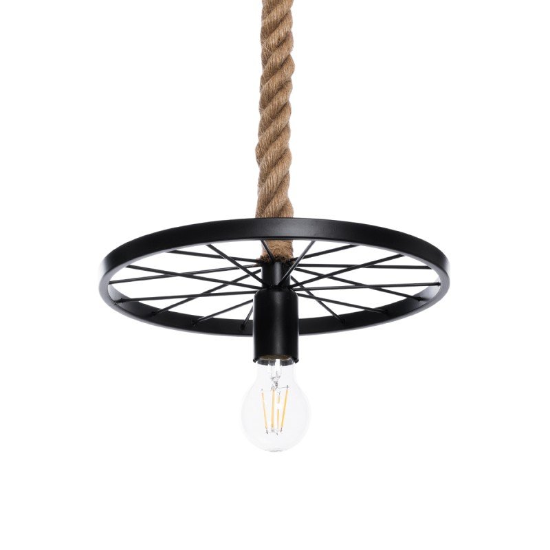 GLOBOSTAR® VELO 01185 Vintage Κρεμαστό Φωτιστικό Οροφής με Ντουί 1 x E27 AC 220-240V IP20 - Μαύρο & Μπεζ - Μ30 x Π30 x Υ12cm