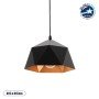 GLOBOSTAR® HEXAGON 01194 Μοντέρνο Κρεμαστό Φωτιστικό Οροφής με Ντουί 1 x E27 AC 220-240V IP20 - Μαύρο & Χρυσό - Μ25 x Π25 x Υ15cm