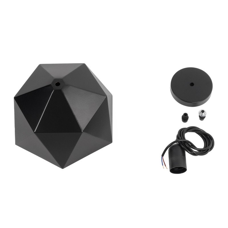GLOBOSTAR® HEXAGON 01194 Μοντέρνο Κρεμαστό Φωτιστικό Οροφής με Ντουί 1 x E27 AC 220-240V IP20 - Μαύρο & Χρυσό - Μ25 x Π25 x Υ15cm
