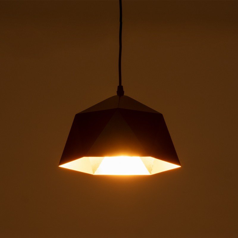 GLOBOSTAR® HEXAGON 01194 Μοντέρνο Κρεμαστό Φωτιστικό Οροφής με Ντουί 1 x E27 AC 220-240V IP20 - Μαύρο & Χρυσό - Μ25 x Π25 x Υ15cm