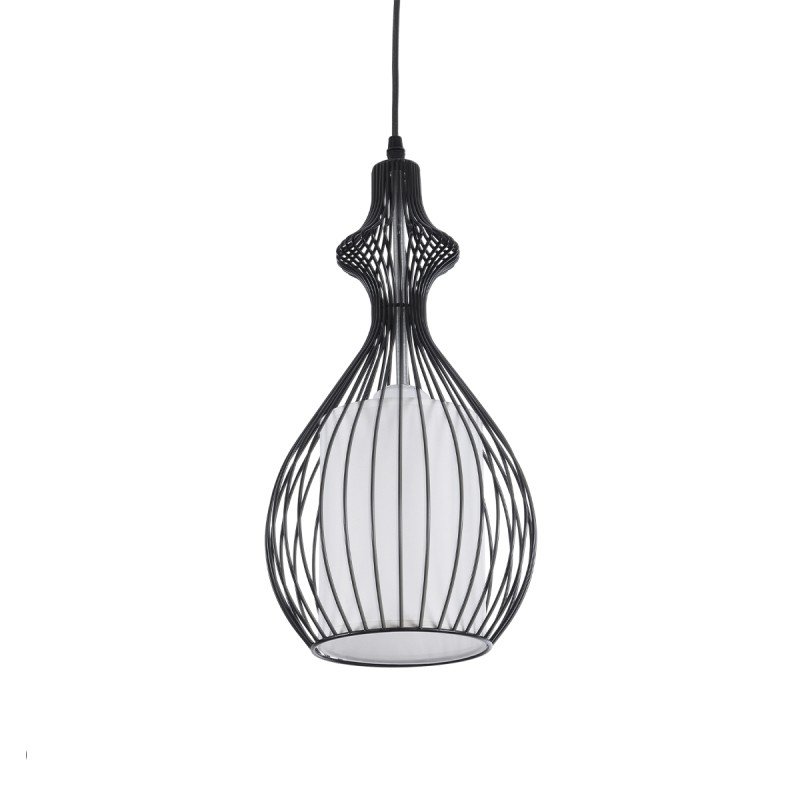 GLOBOSTAR® REA 01197 Μοντέρνο Κρεμαστό Φωτιστικό Οροφής με Ντουί 1 x E27 AC 220-240V IP20 - Μαύρο & Λευκό - Μ21 x Π21 x Υ40cm