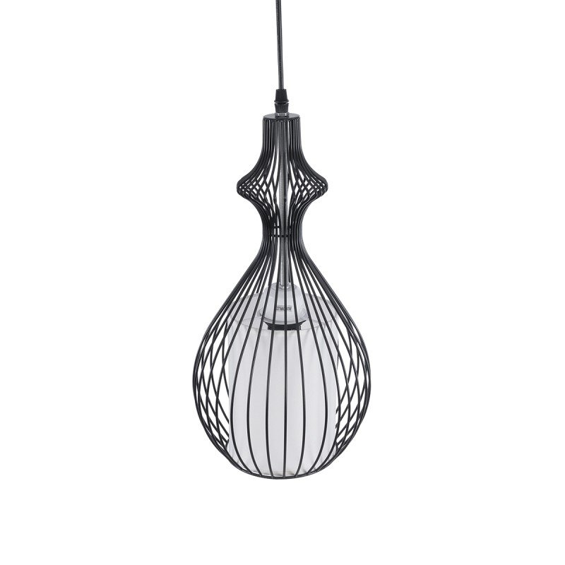 GLOBOSTAR® REA 01197 Μοντέρνο Κρεμαστό Φωτιστικό Οροφής με Ντουί 1 x E27 AC 220-240V IP20 - Μαύρο & Λευκό - Μ21 x Π21 x Υ40cm