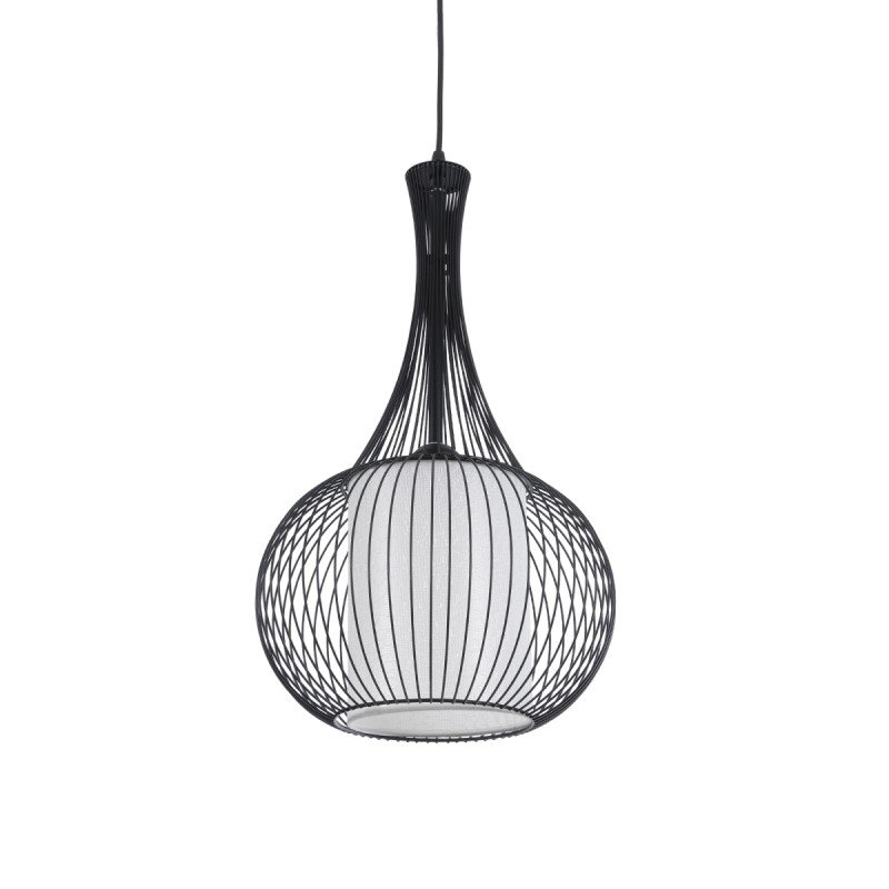 GLOBOSTAR® LILY 01198 Μοντέρνο Κρεμαστό Φωτιστικό Οροφής με Ντουί 1 x E27 AC 220-240V IP20 - Μαύρο & Λευκό - Μ30 x Π30 x Υ50cm