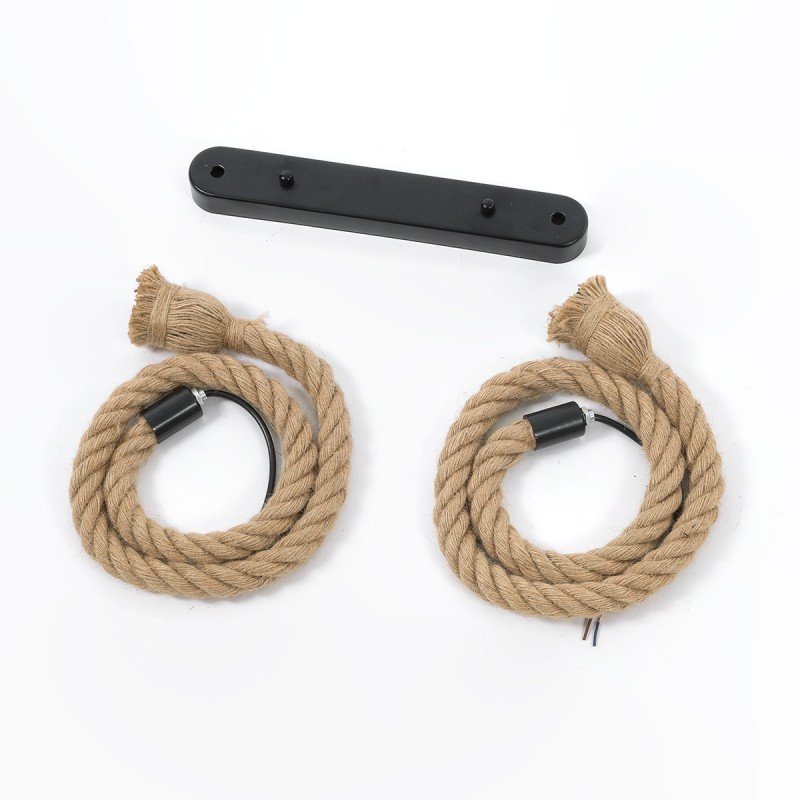 GLOBOSTAR® ROPE 01279 Boho Κρεμαστό Φωτιστικό Οροφής με Ντουί 2 x E27 AC 220-240V IP20 - Μπεζ - Μ30 x Π3.5 x Υ100cm
