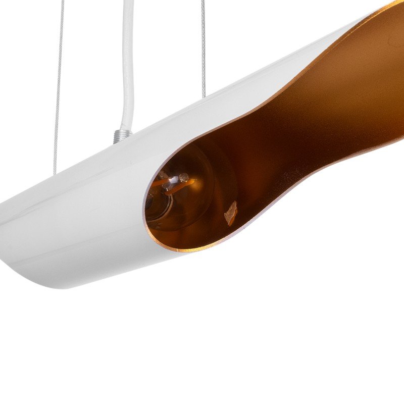 GLOBOSTAR® ESTERINA 01305 Μοντέρνο Κρεμαστό Φωτιστικό Οροφής με Ντουί 2 x E27 AC 220-240V IP20 - Λευκό & Χρυσό - Μ60 x Π6 x Υ6cm
