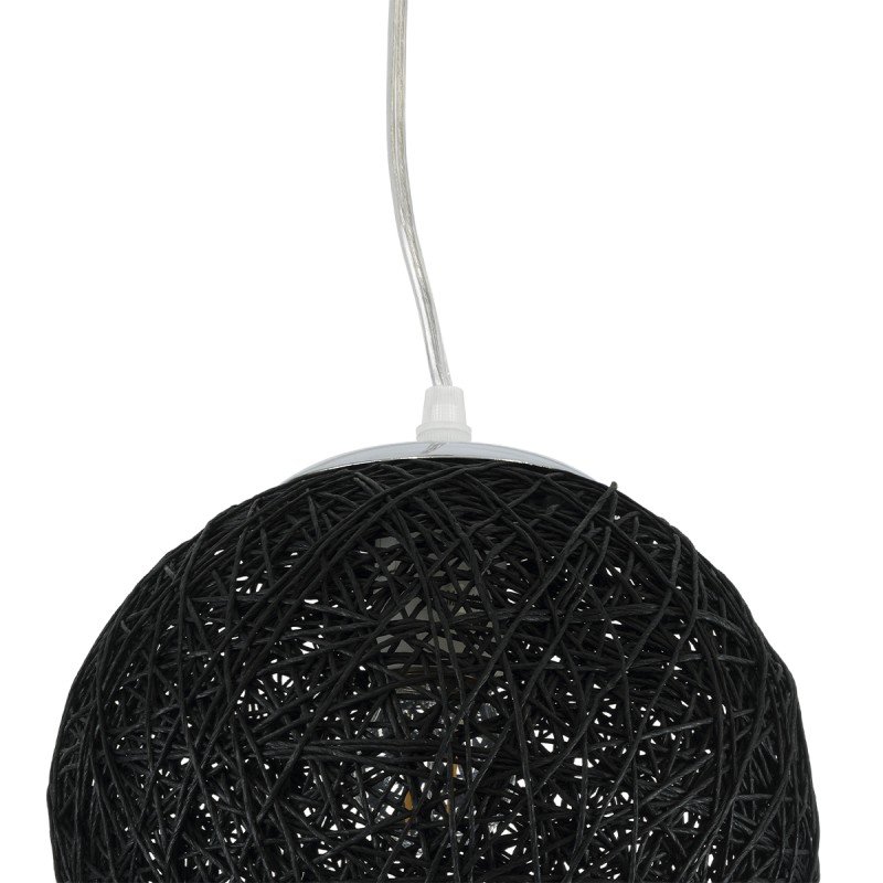 GLOBOSTAR® OCEANA 01356 Boho Κρεμαστό Φωτιστικό Οροφής με Ντουί 1 x E27 AC 220-240V IP20 - Μαύρο - Μ20 x Π20 x Υ20cm