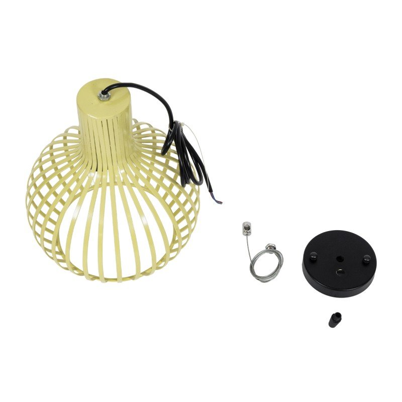 GLOBOSTAR® SCANDI 01387 Vintage Κρεμαστό Φωτιστικό Οροφής με Ντουί 1 x E27 AC 220-240V IP20 - Μπεζ - Μ23 x Π23 x Υ30cm