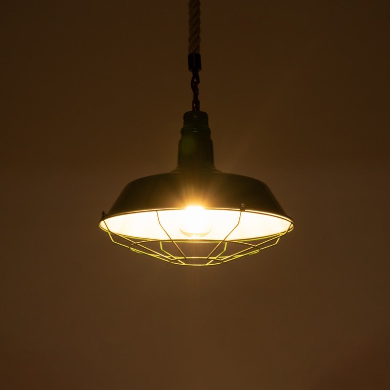 GLOBOSTAR® CRANE 01408 Vintage Κρεμαστό Φωτιστικό Οροφής με Ντουί 1 x E27 AC 220-240V IP20 - Πράσινο & Μπεζ - Μ36 x Π36 x Y31cm
